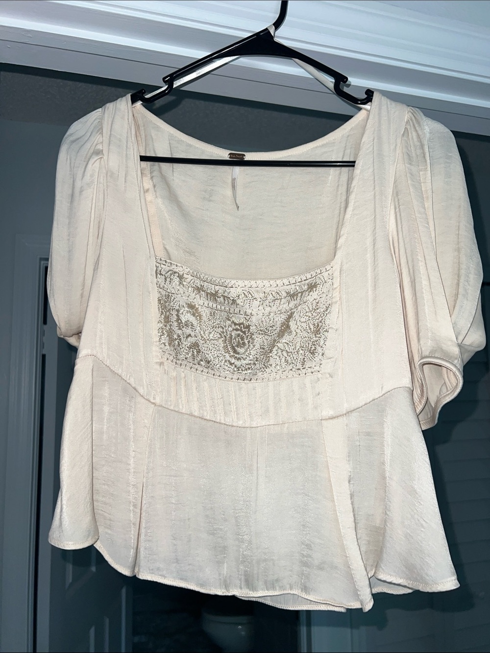 Free People Ivory Cream Embroidered Crop Top Size: XS